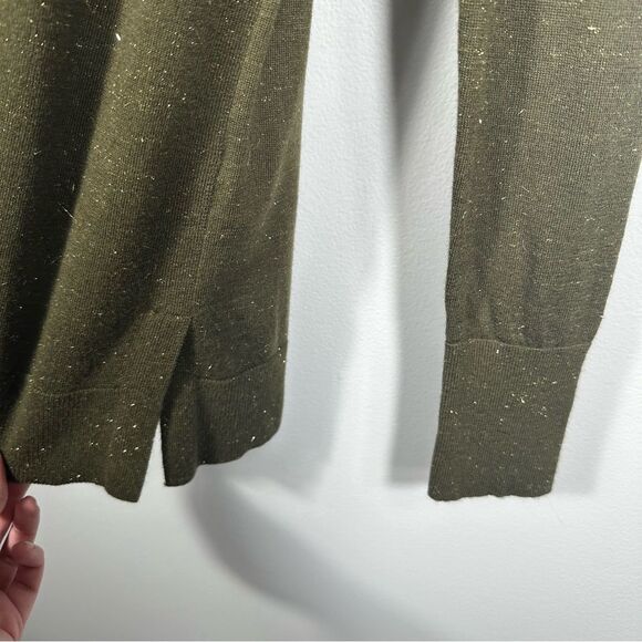 Banana Republic Olive Green Sparkle Crew Sweater Size Medium Winter Holiday Snow - Picture 5 of 13